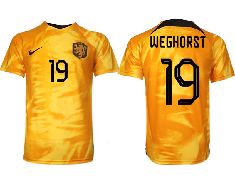 Men 2022 World Cup National Team Netherlands home aaa version yellow 19 Soccer Jersey